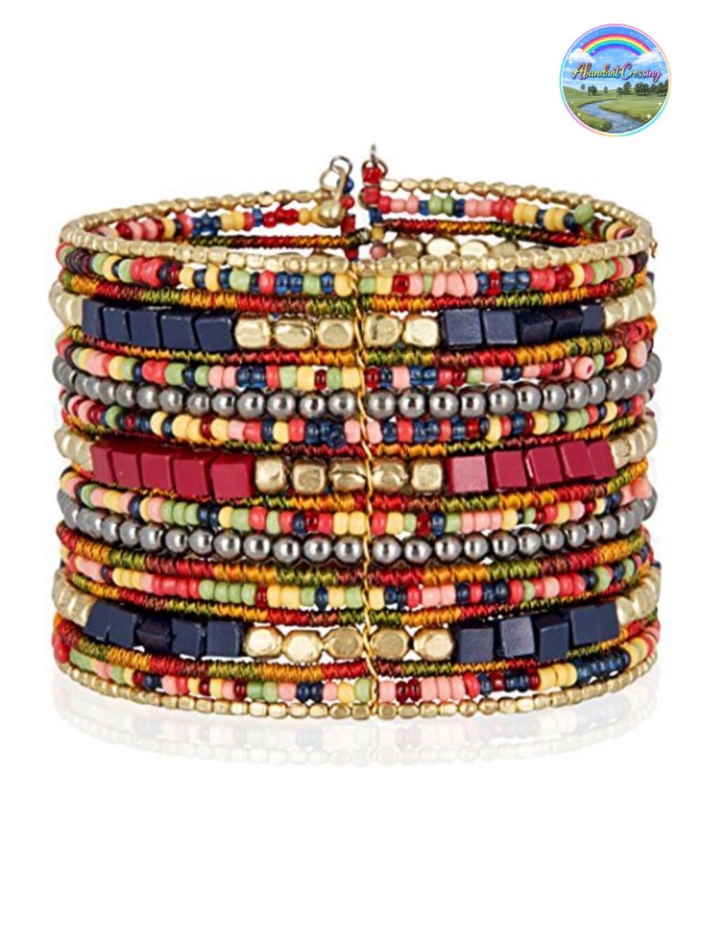 Boho Cuff Bracelet Adjustable Stackable Beaded Stretch Bracelet for Women